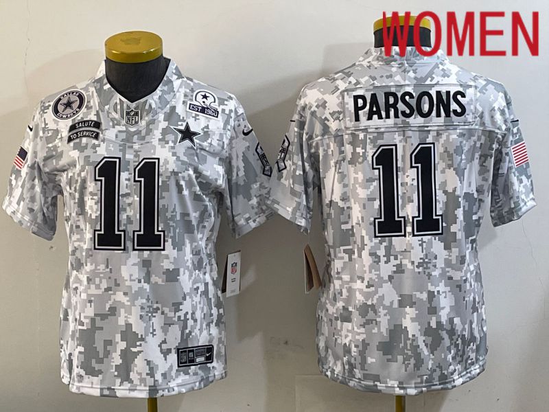 Women Dallas Cowboys #11 Parsons Nike Arctic Camo 2024 Salute to Service Limited NFL Jersey style 4